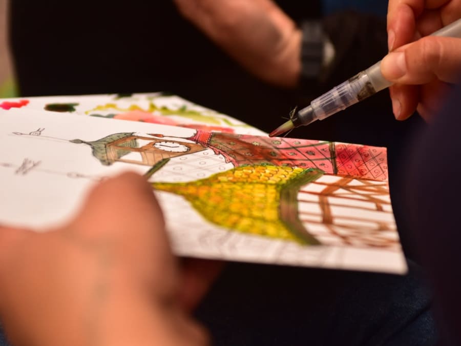 Open-air watercolor initiation workshop in Colmar (68)