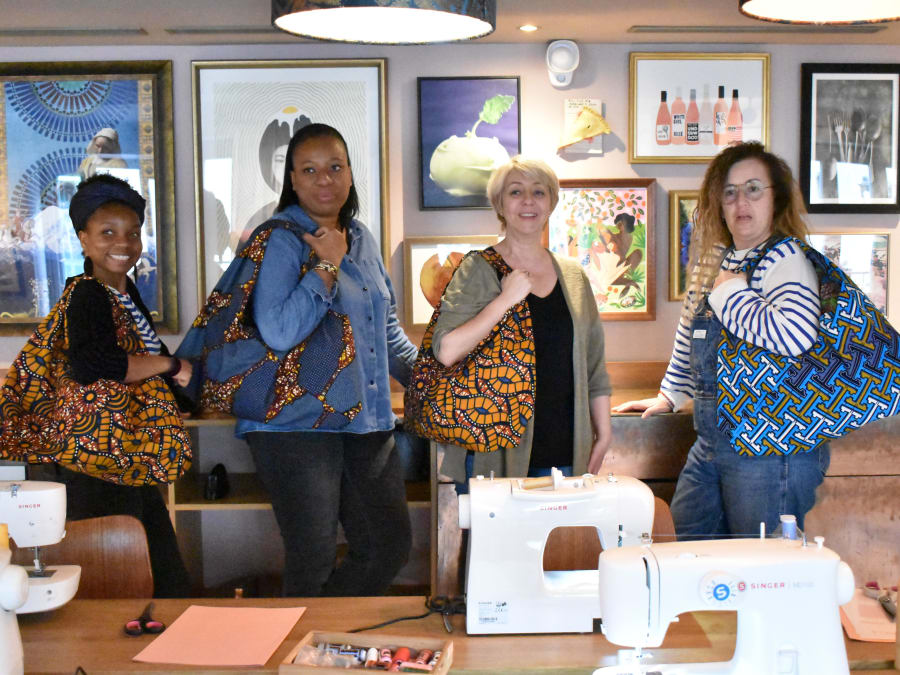 Wax fabric sewing workshop in Paris 10th arrondissement