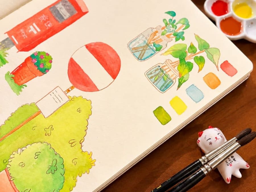 Japanese-Style Watercolor Workshop in Paris's 20th Arrondissement