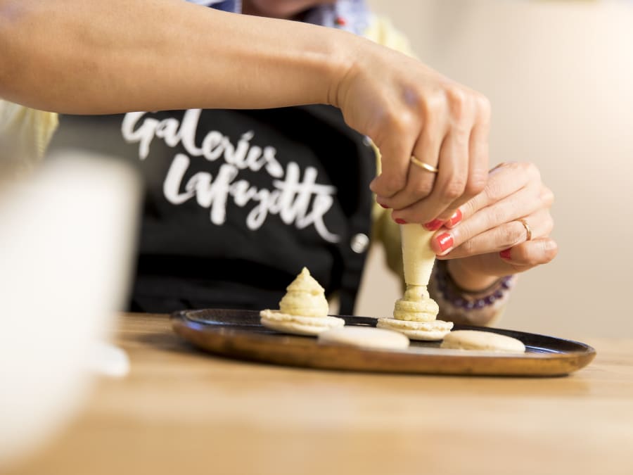 Parent/child macaroon workshop at Galeries Lafayette