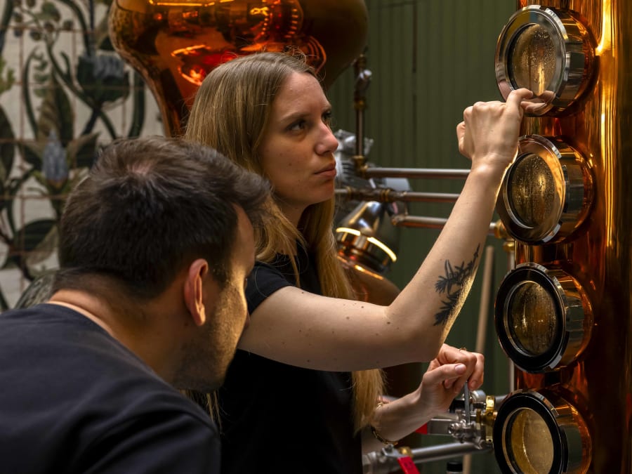 Taller de destilación de ginebra en inglés en el distrito 1 de P