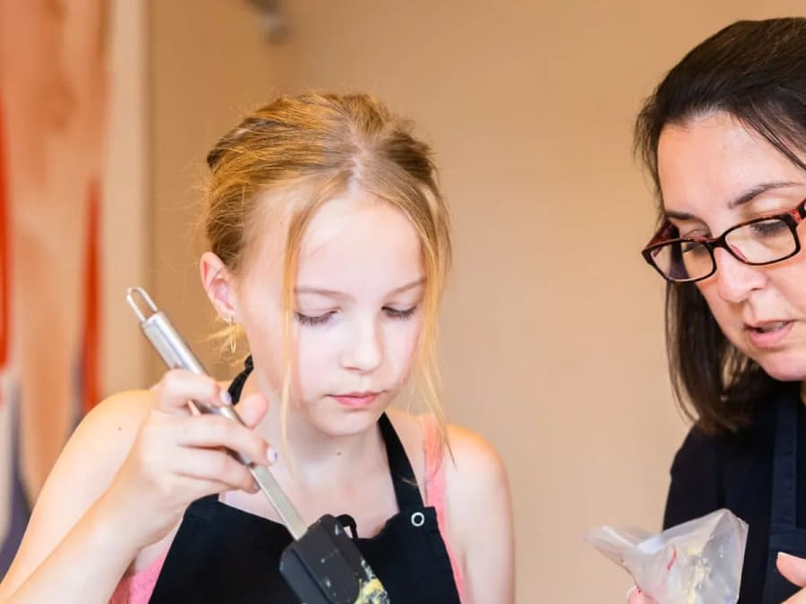 Parent/child macaroon workshop at Galeries Lafayette