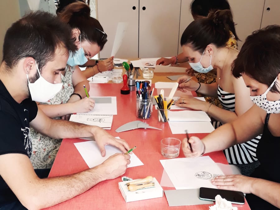 Linocut workshop in Paris 19th district