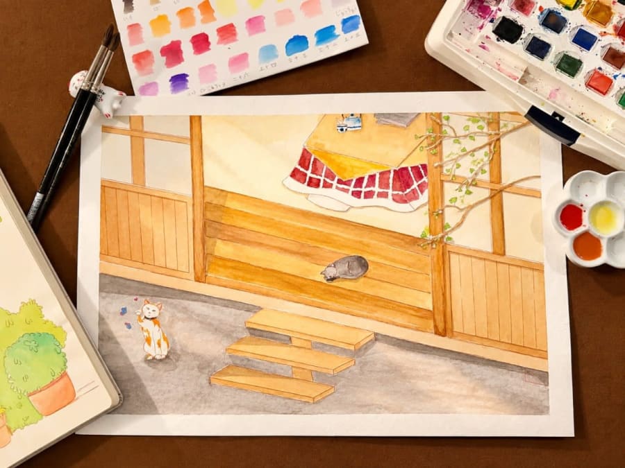 Japanese-Style Watercolor Workshop in Paris's 20th Arrondissement