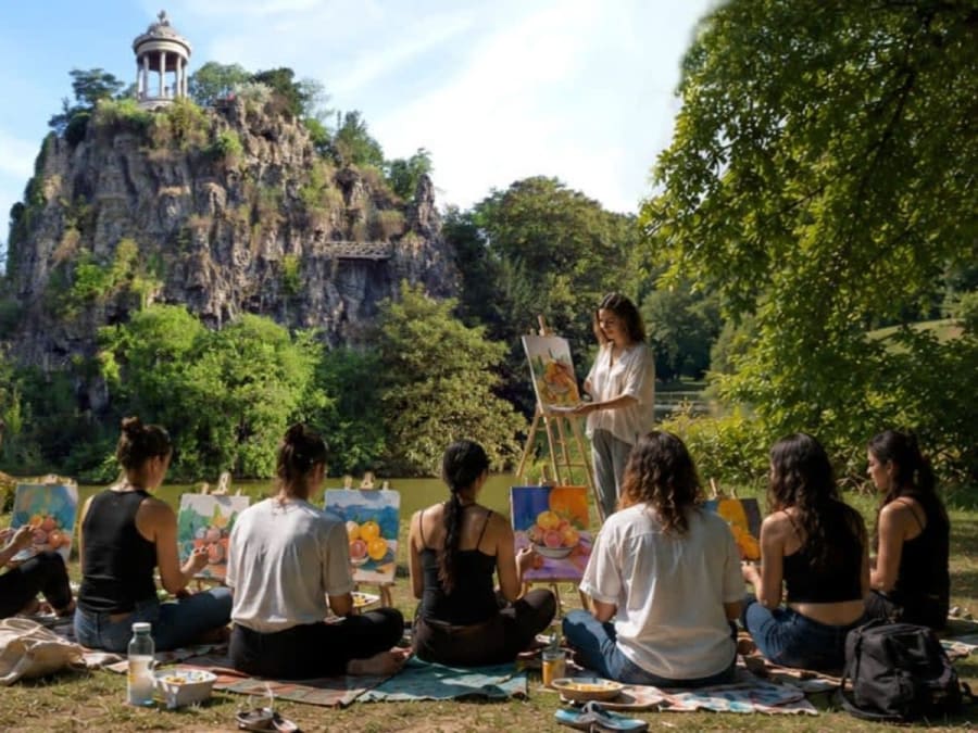 Taller de pintura al aire libre en el distrito 19 de París