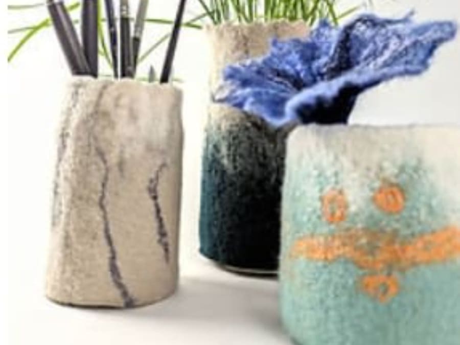 Atelier fabrication de cache-pot en feutre à Chambéry (73)