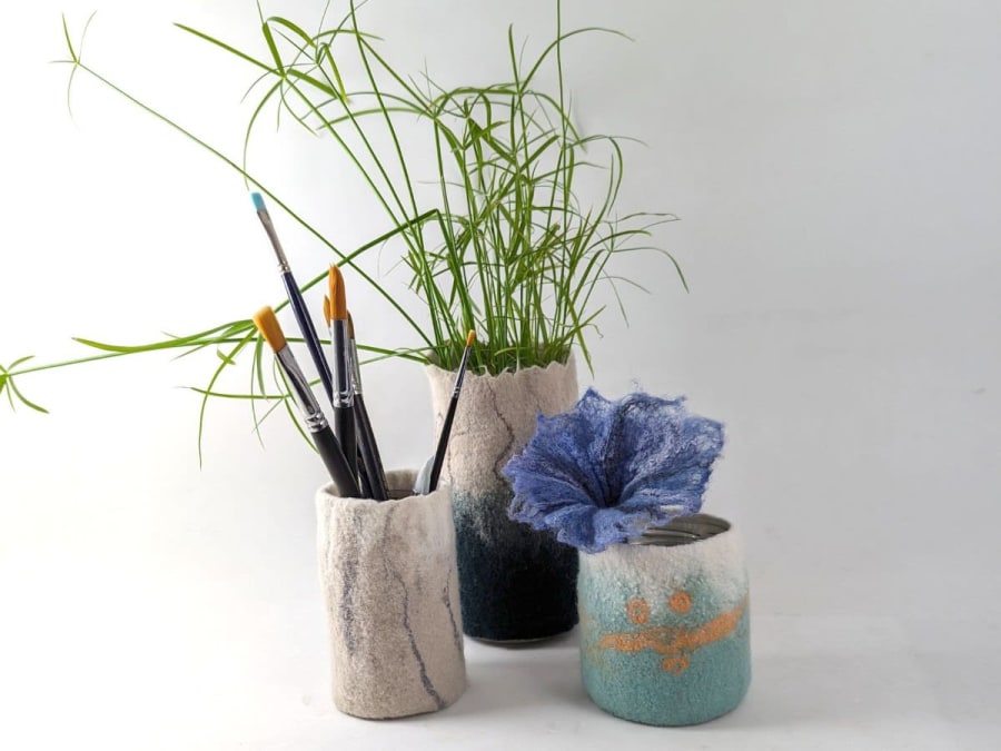 Atelier fabrication de cache-pot en feutre à Chambéry (73)