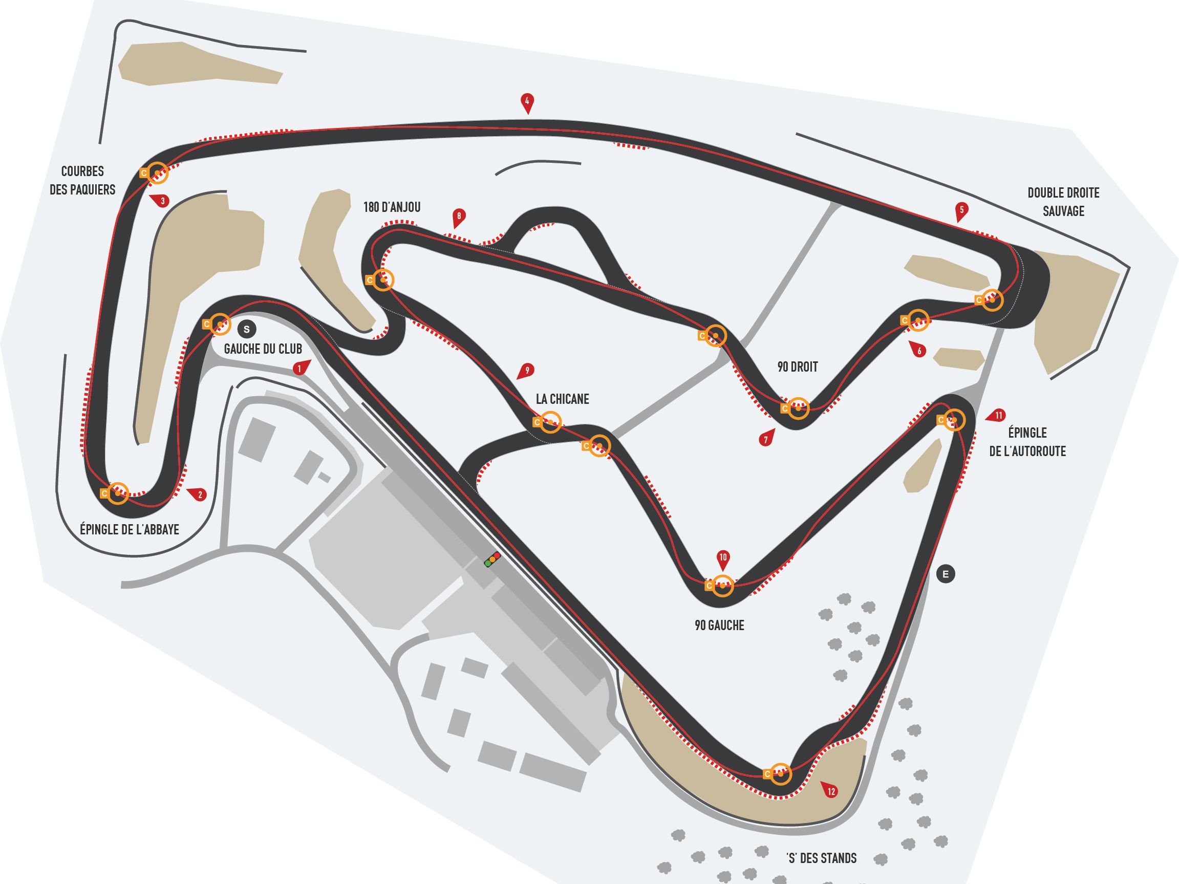 Tracé du circuit auto-moto de Bresse
