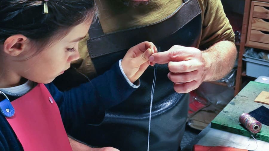 Atelier maroquinerie cuir duo adulte/enfant à Montjean-sur-Loire