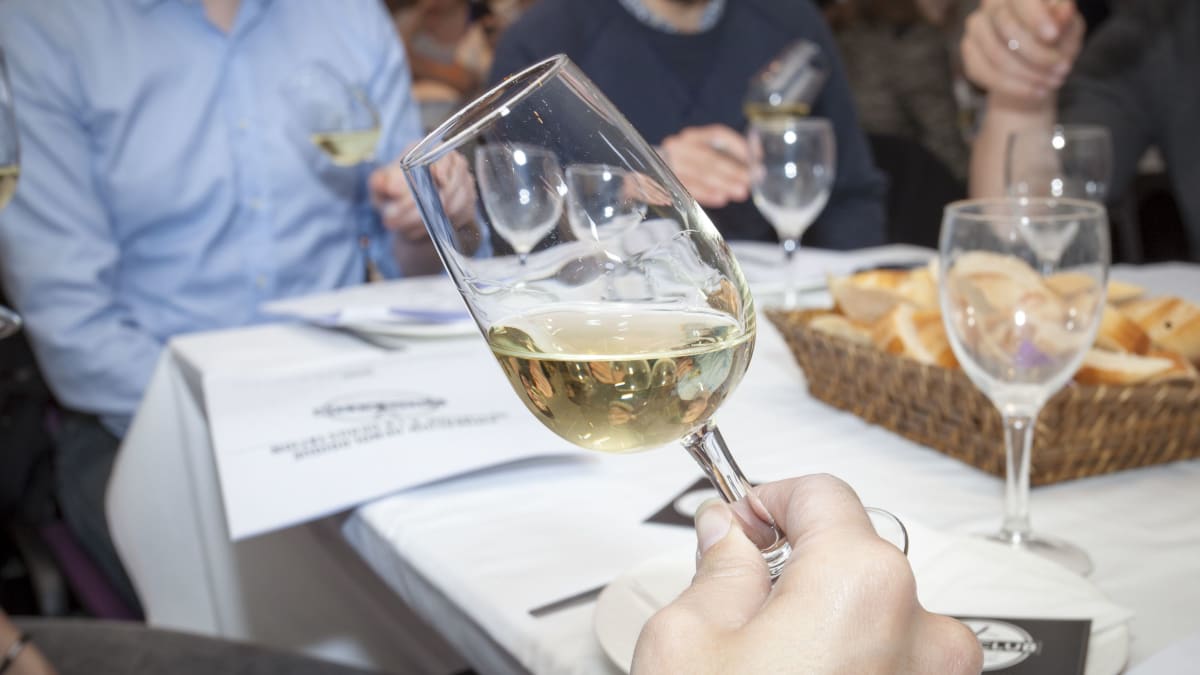 main qui tient un verre de blanc