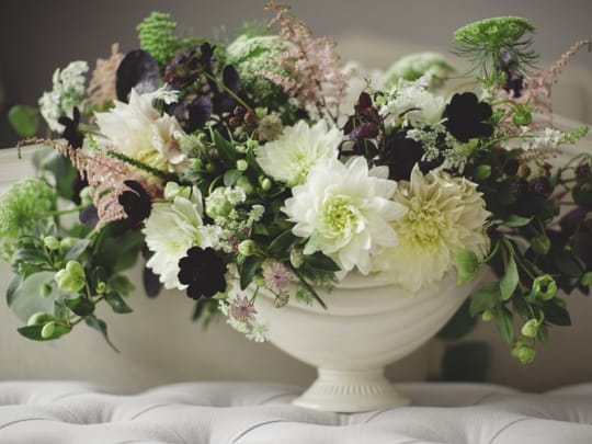 Flowers in a white bowl representing funeral insurance as explained by funeral comparison website Funeralocity