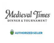 This image displays the logo for Medieval Times Dinner & Tournament, which consists of stylized text that reads "Medieval Times" in a bold serif font, with the words "Dinner & Tournament" in a smaller, elegant script below. Above the text, a graphic resembling a flag or banner adds a decorative touch to the logo. In the lower right corner, there is a badge affirming "AUTHORIZED SELLER" to indicate official partnership or resale rights. The color scheme is a simple grayscale.

Experience the excitement of the past while enjoying exclusive savings—FunEx.com is your go-to destination for the lowest prices on tickets to Medieval Times Dinner & Tournament.