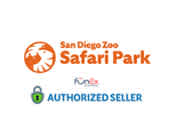 This image features the logo for San Diego Zoo Safari Park in the upper portion, consisting of the name in stylized font with "San Diego Zoo" above "Safari Park". The logo includes an orange icon to the left of the text depicting an animal silhouette jumping in front of a depiction of the sun. Below the Safari Park logo, there is a smaller logo indicating "FunEx.com" as an "AUTHORIZED SELLER" with a green checkmark symbol included to imply verification or endorsement. Explore San Diego Zoo Safari Park with FunEx.com and enjoy the lowest prices on tickets, ensuring your adventure comes with great savings.