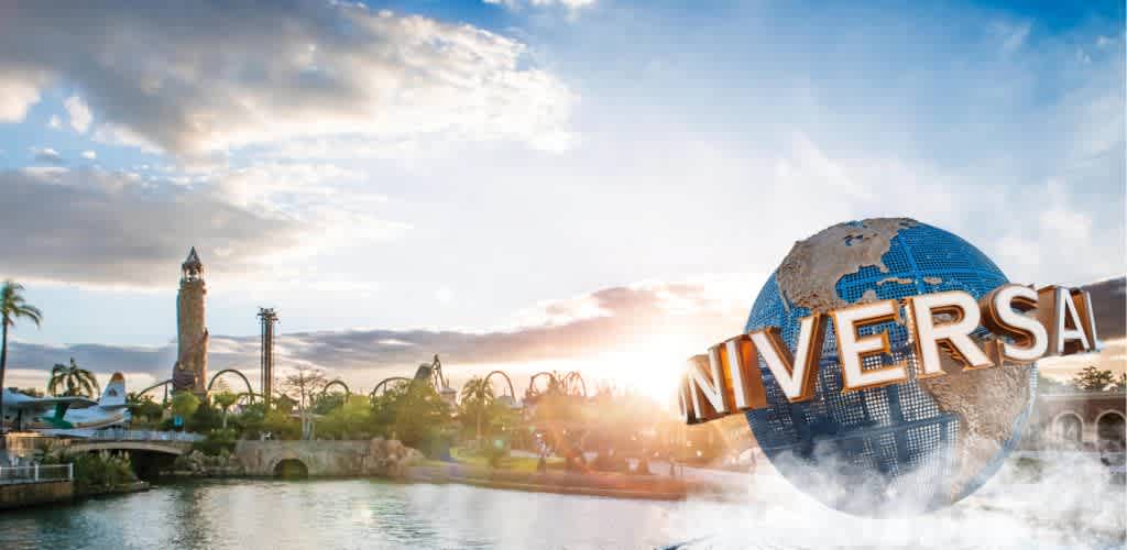 Universal Studios Hollywood entrance featuring iconic archway and bustling visitors enjoying the theme park atmosphere.