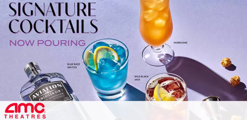 An advertisement for AMC Theatres highlighting 