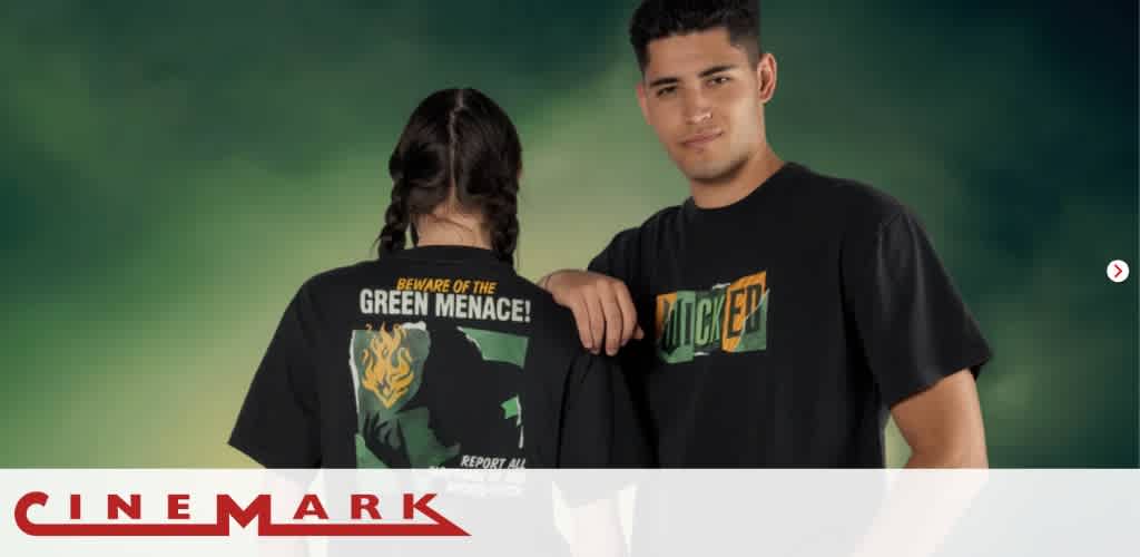 Two people in black T-shirts with 