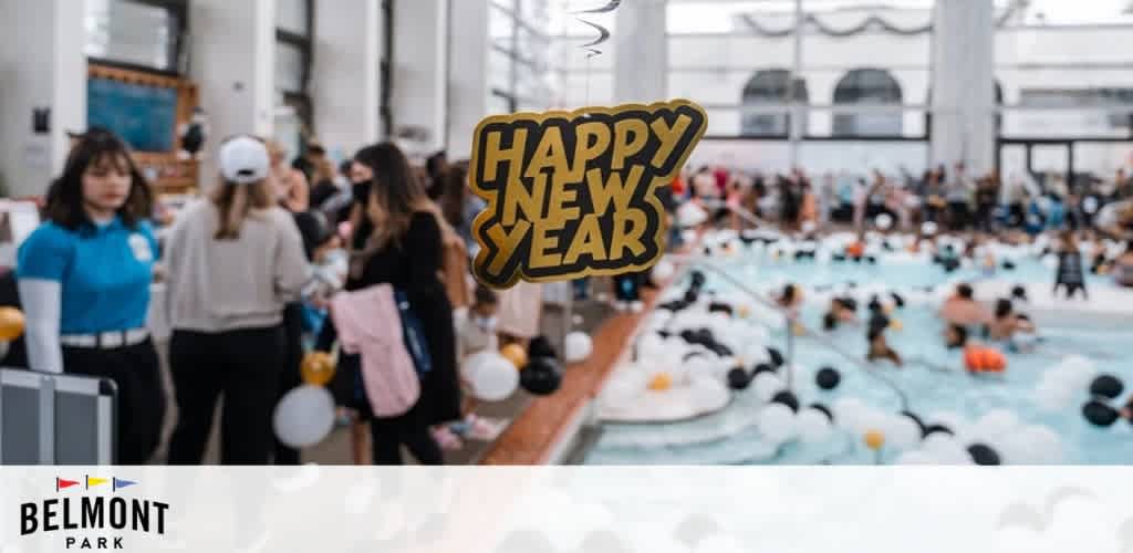 Indoor pool party with a 