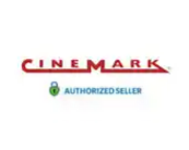 A movie theater sign displaying the Cinemark logo and a Certified Authorized Seller badge on a light background
