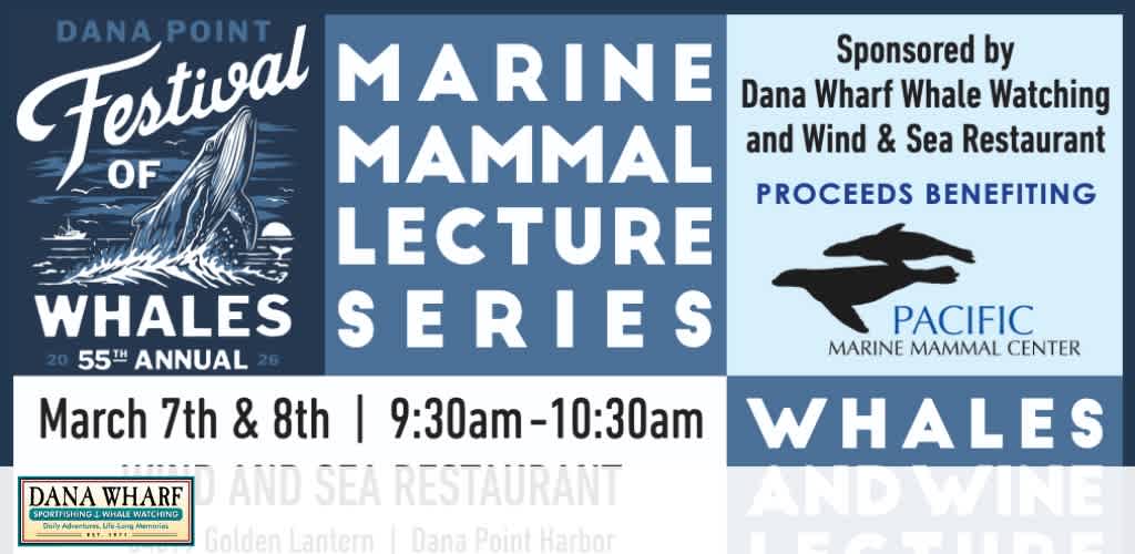 Advertisement for the 55th Annual Dana Point Festival of Whales, highlighting a whale illustration, event details, sponsors, and beneficiaries.