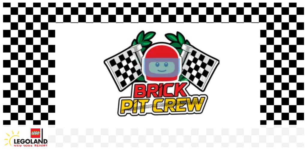 Cartoon robot with a red helmet, crossed checkered flags, and the text 