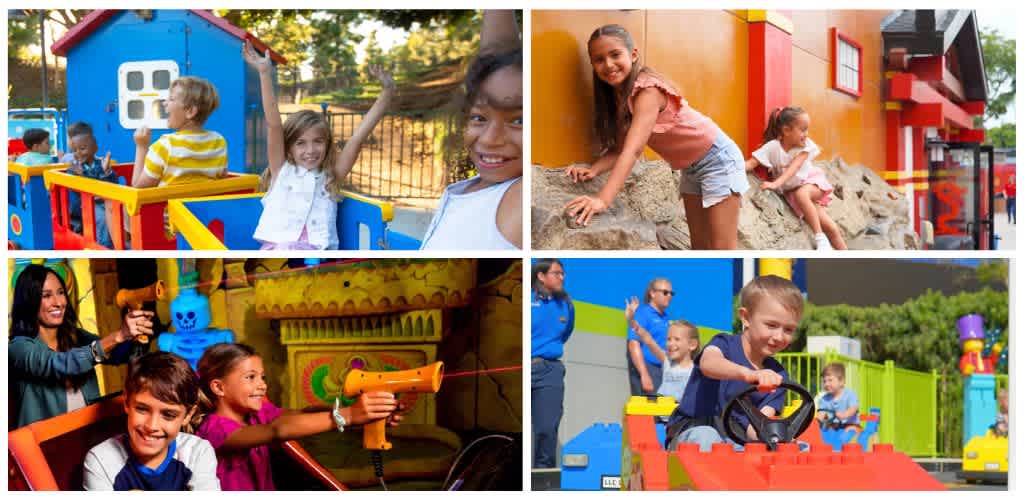 Children playing on colorful playground equipment at FunEx amusement park