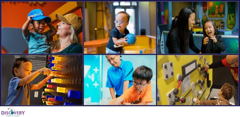 Children and adults playing and engaging in activities at an indoor recreational center for children with disabilities