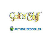 This image features the logo of "Golf N' Stuff," depicted in stylish, cursive lettering with the word "Golf" in green and the words "N' Stuff" in blue, connected by a golden, swirling ampersand. Below the logo is a green padlock symbol with a white checkmark inside it and the text "AUTHORIZED SELLER" in capital letters, indicating that the establishment is a verified retailer. For those looking to experience entertainment at Golf N' Stuff, visit GreatWorkPerks.com for the lowest prices and best savings on tickets.