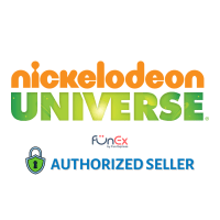 Logo for Nickelodeon Universe with the word 'Nickelodeon' in orange and 'Universe' in green. Below is the FunEx logo and text indicating FunEx is an authorized seller.