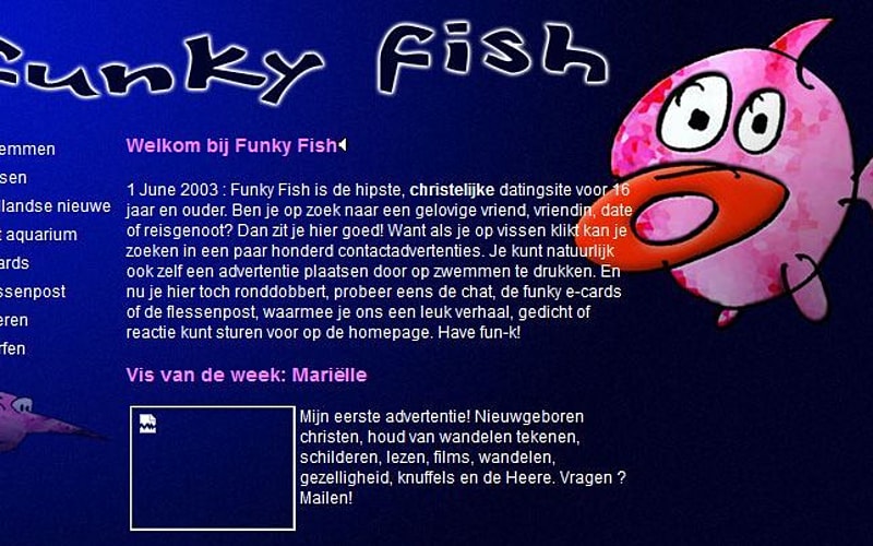 screenshot funkyfish.nl 2003, ChiefFunk ©