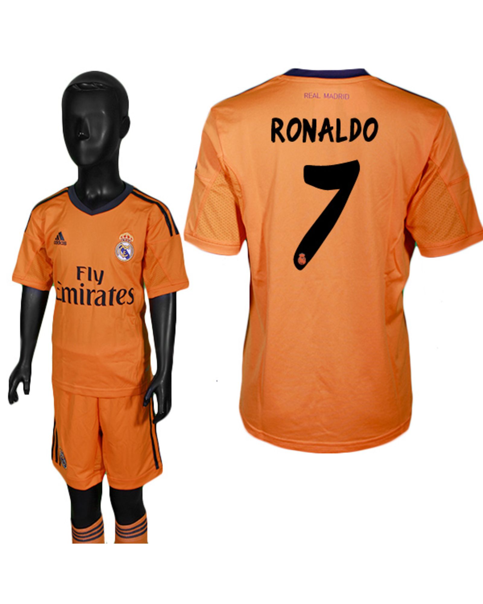 Equipación Real Madrid 3ª  Ronaldo 2013/2014 Naranja - Fútbol Factory