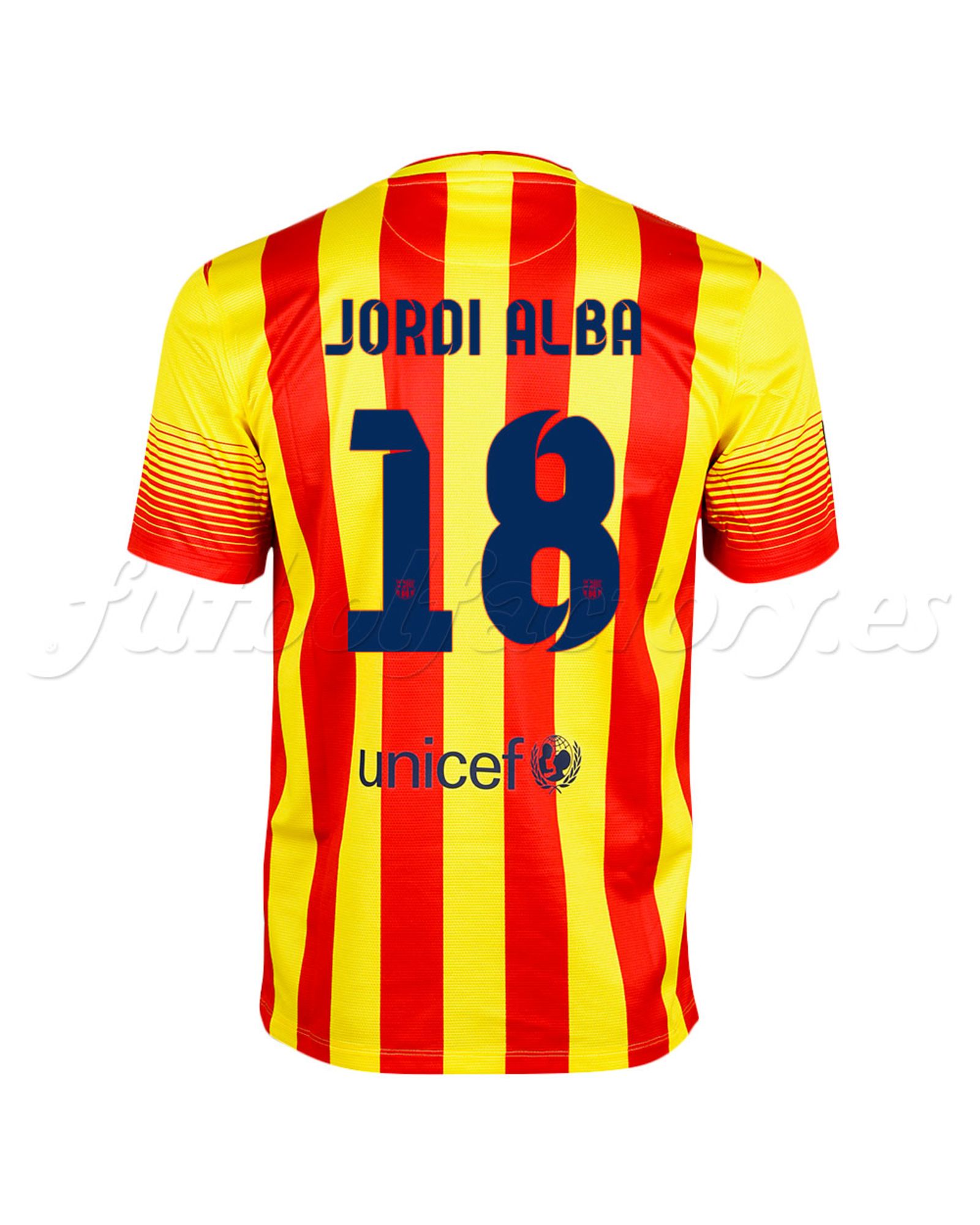 Camiseta FC Barcelona 2ª Senyera Jordi Alba 2013/2014 - Fútbol Factory