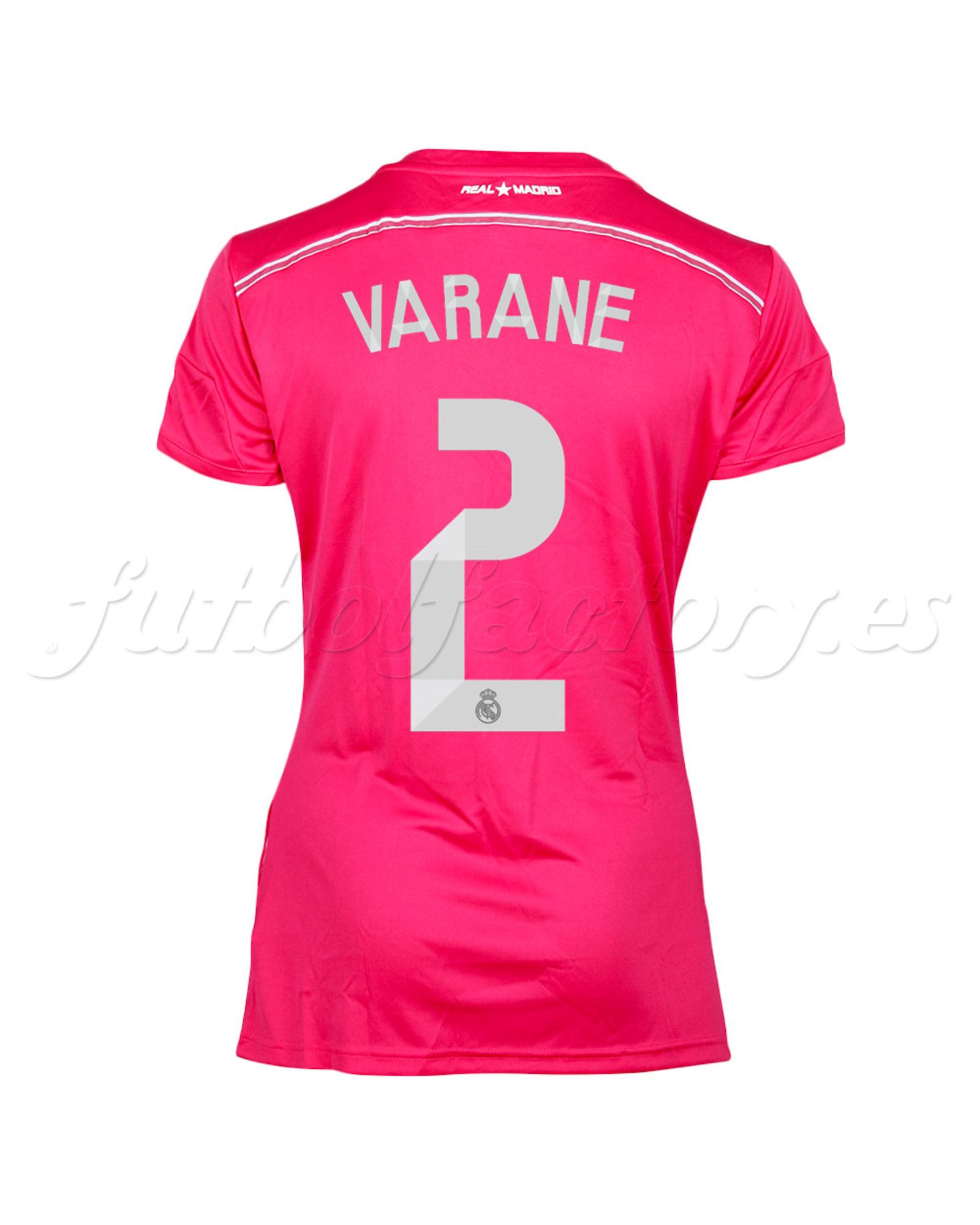 Camiseta Real Madrid Mujer 2ª Varane 2014/2015  Rosa - Fútbol Factory