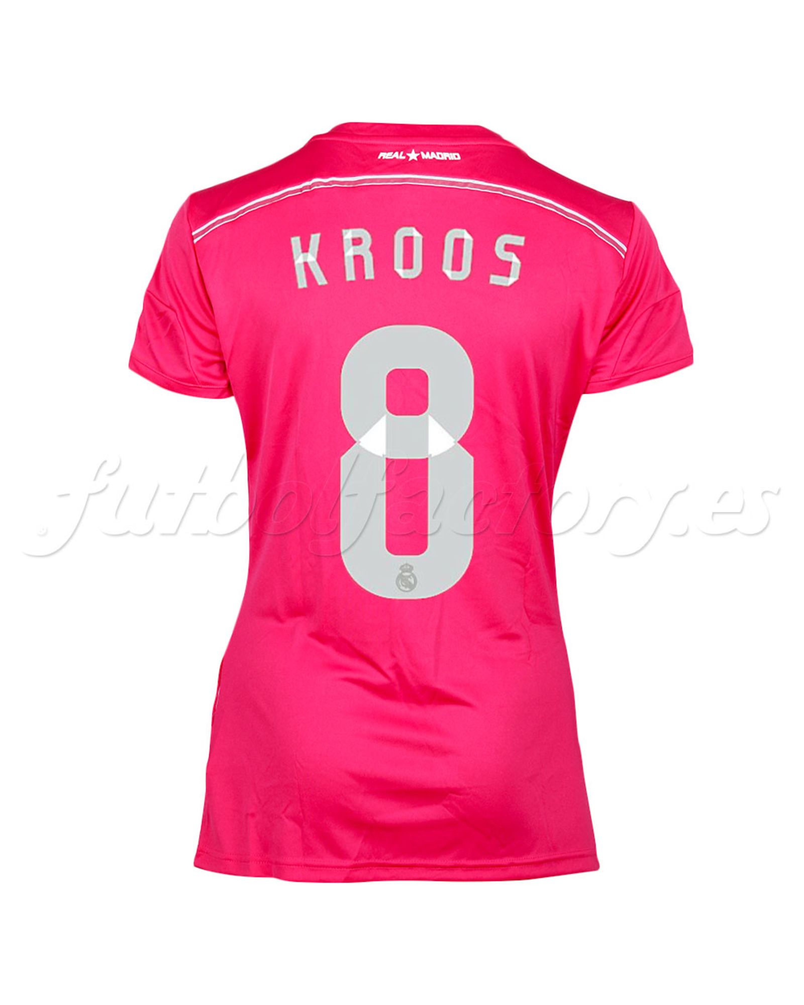 Camiseta Real Madrid Mujer 2ª Kroos 2014/2015  Rosa - Fútbol Factory