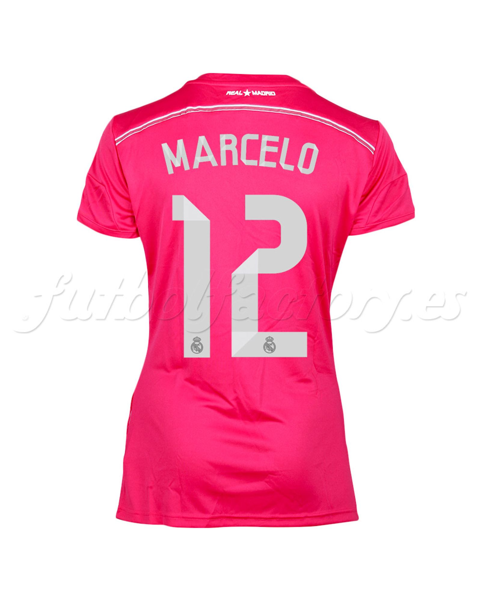 Camiseta Real Madrid Mujer 2ª  Marcelo 2014/2015  Rosa - Fútbol Factory