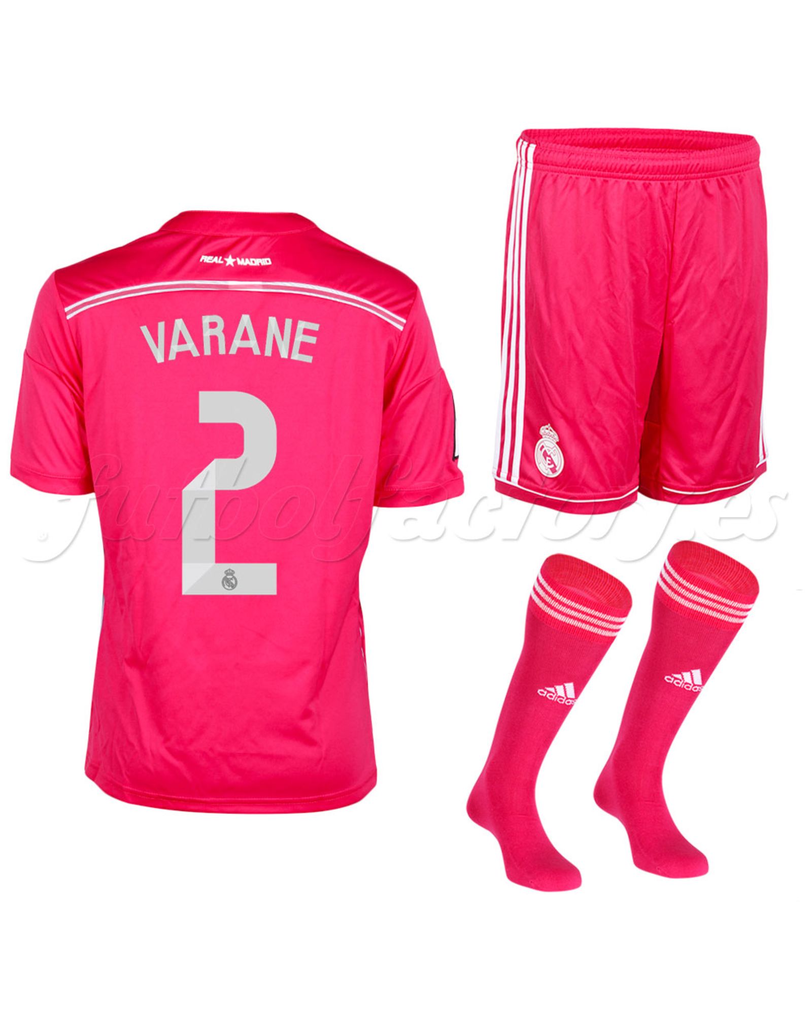 Equipación Real Madrid 2ª Varane 2014/2015  Rosa - Fútbol Factory