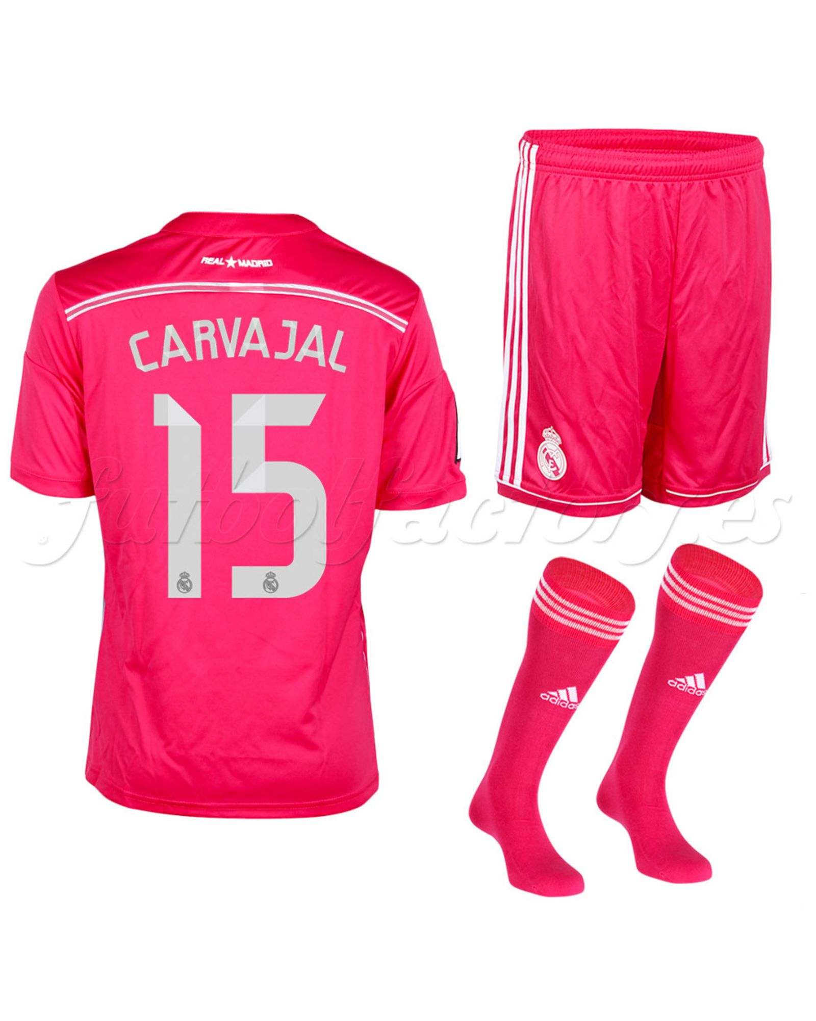 Equipación Real Madrid 2ª  Carvajal  2014/2015  Rosa - Fútbol Factory