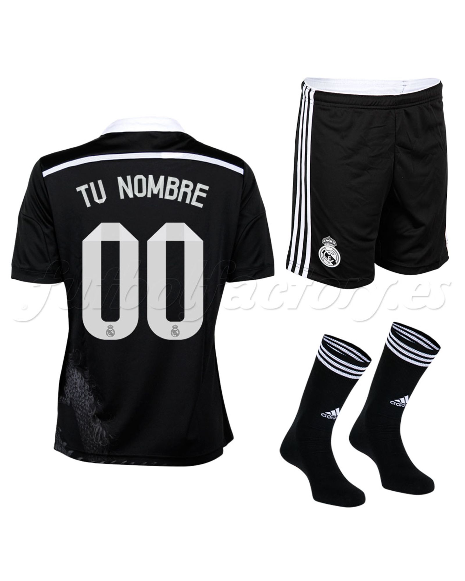 Equipación Real Madrid 3ª 2014/2015 Junior Personalizado Negro - Fútbol Factory