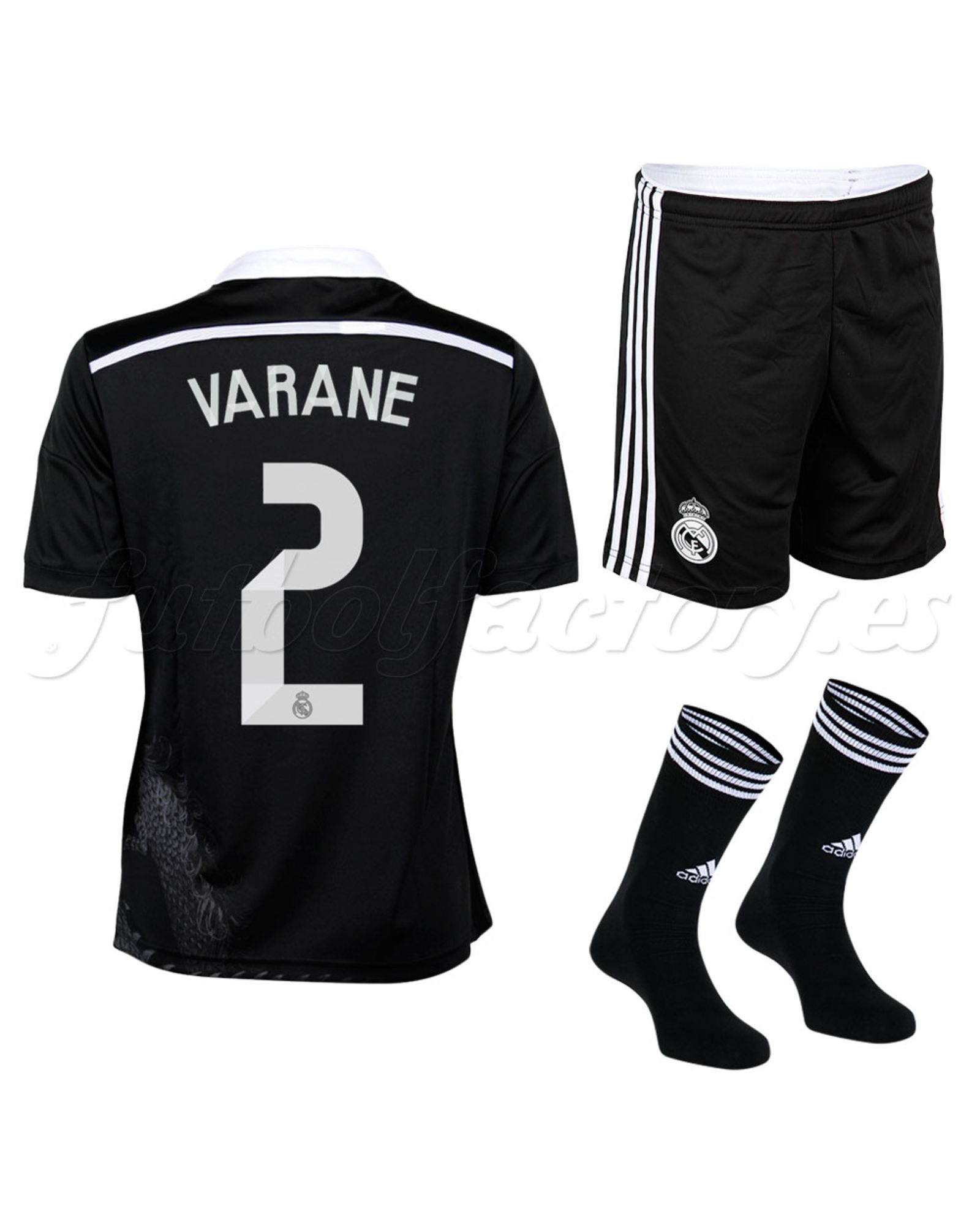 Equipación Real Madrid 3ª 2014/2015 Junior Varane Negro - Fútbol Factory