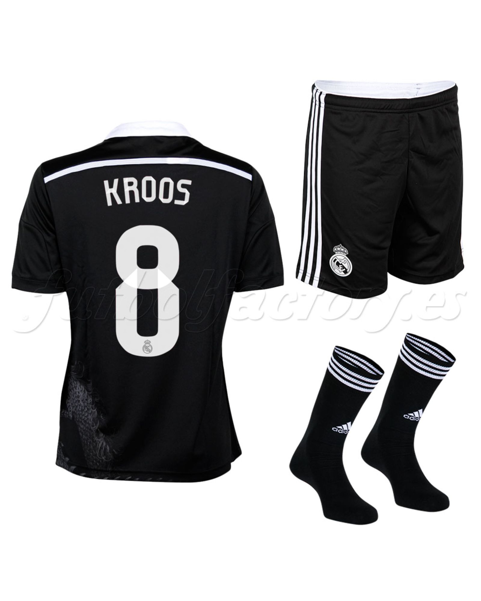 Equipación Real Madrid 3ª 2014/2015 Junior Kroos Negro - Fútbol Factory