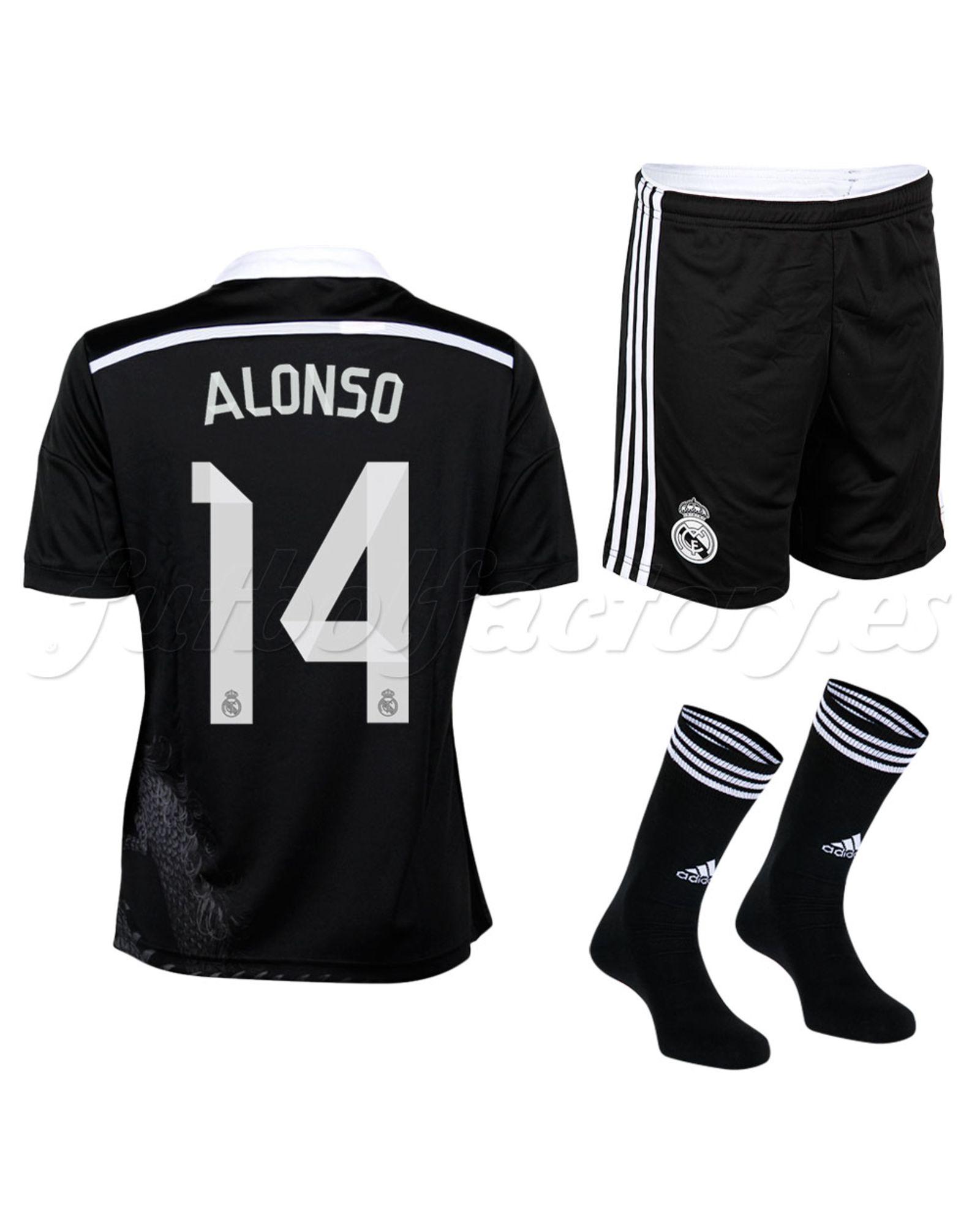 Equipación Real Madrid 3ª 2014/2015 Junior Xabi Alonso Negro - Fútbol Factory