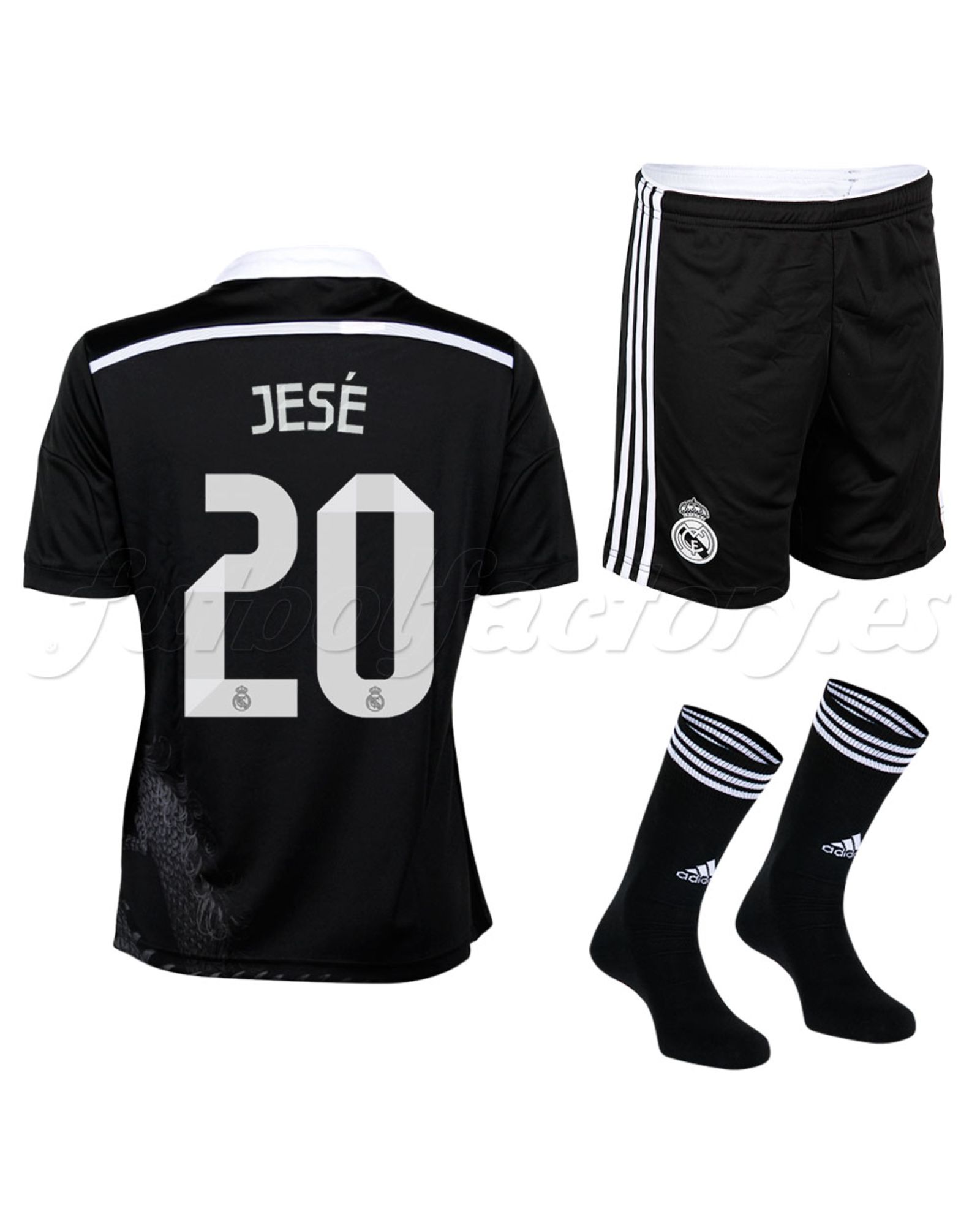 Equipación Real Madrid 3ª 2014/2015 Junior Jesé Negro - Fútbol Factory