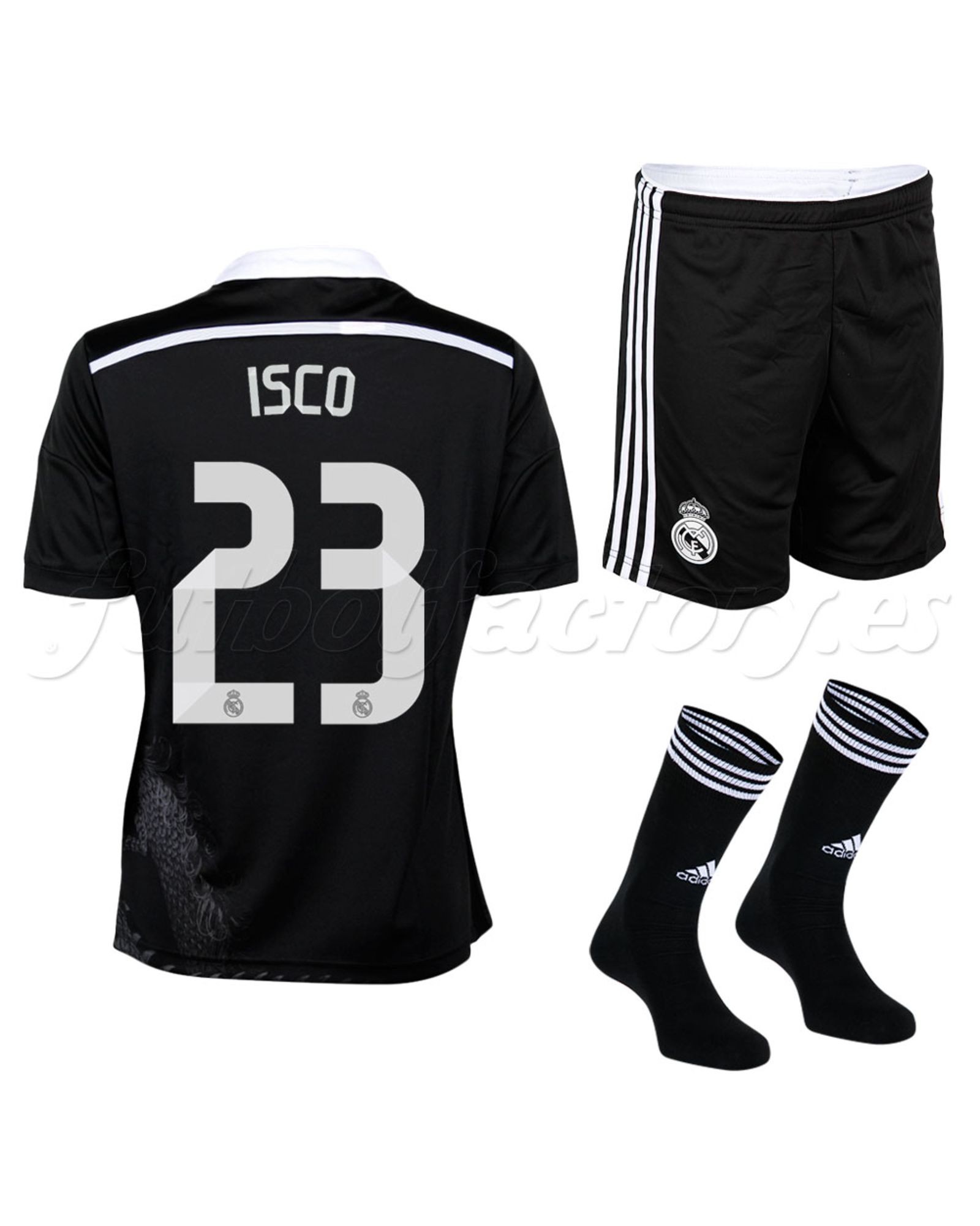 Equipación Real Madrid 3ª 2014/2015 Junior Isco Negro - Fútbol Factory