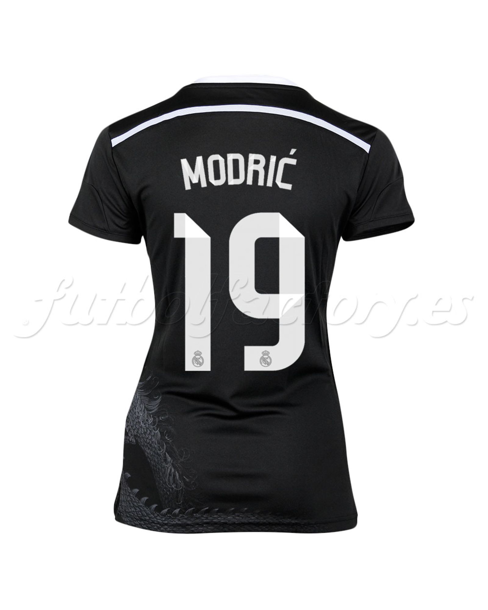 Camiseta Real Madrid 3ª Mujer Luca Modric 2014/2015 Negro - Fútbol Factory