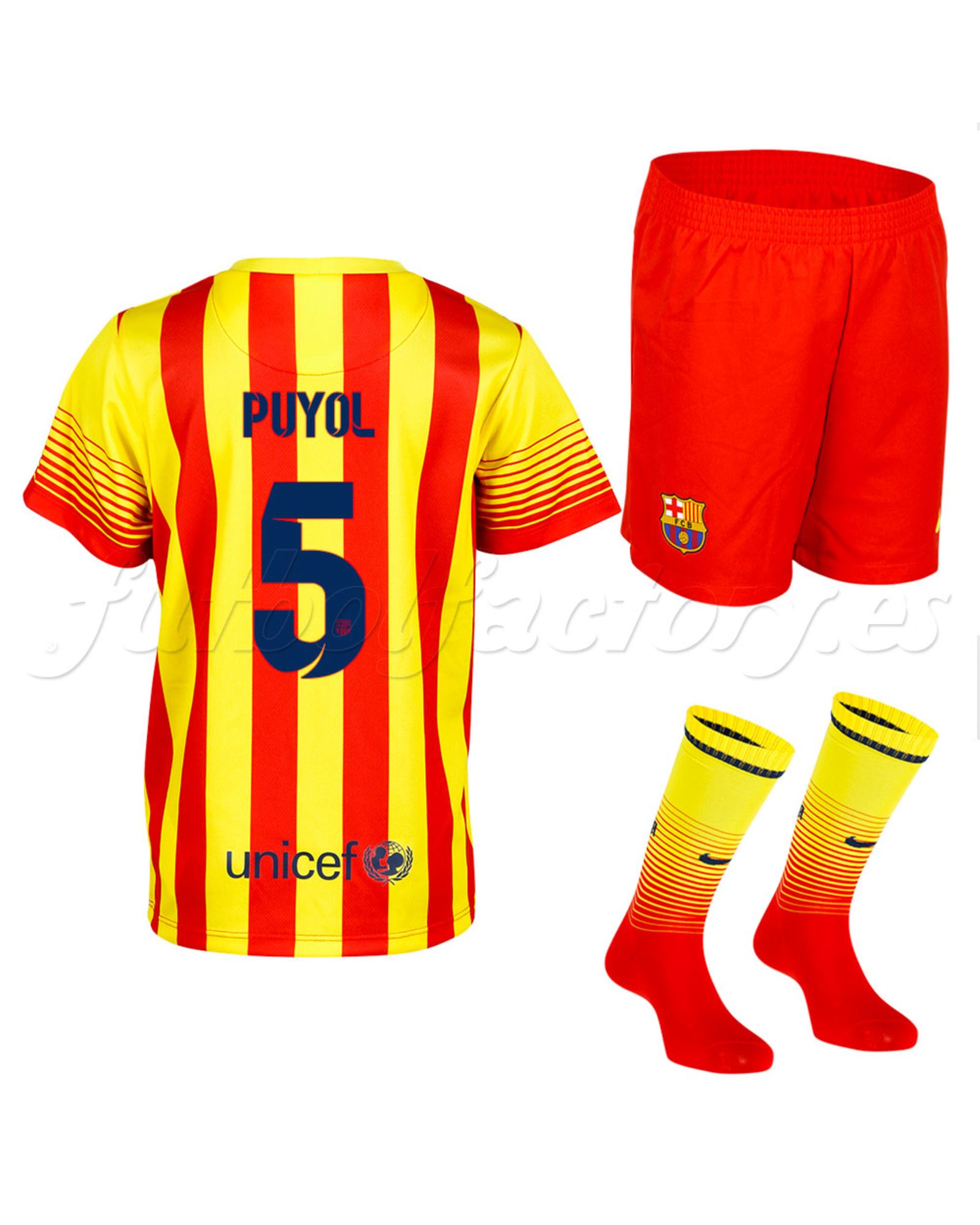 Equipación FC Barcelona 2ª Senyera Junior Puyol 2013/2014 - Fútbol Factory