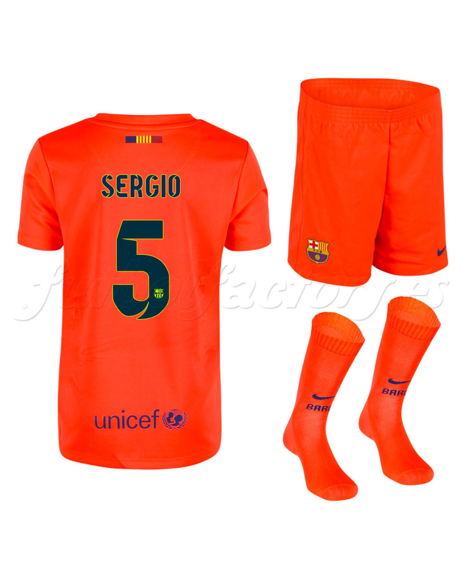 Equipación FC Barcelona 2ª Junior 2014/2015 Sergio Naranja - Fútbol Factory