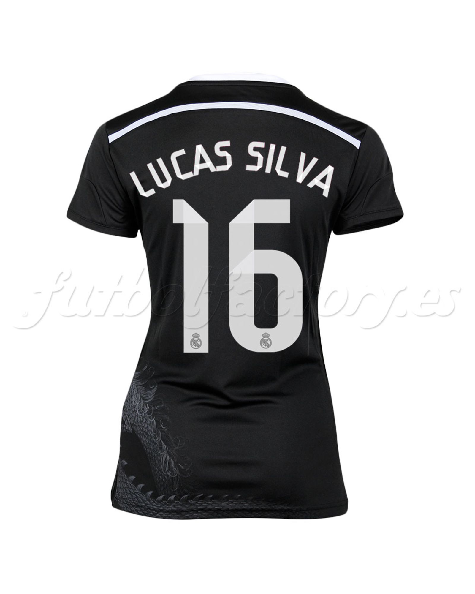 Camiseta Real Madrid 3ª Mujer Lucas Silva 2014/2015 Negro - Fútbol Factory