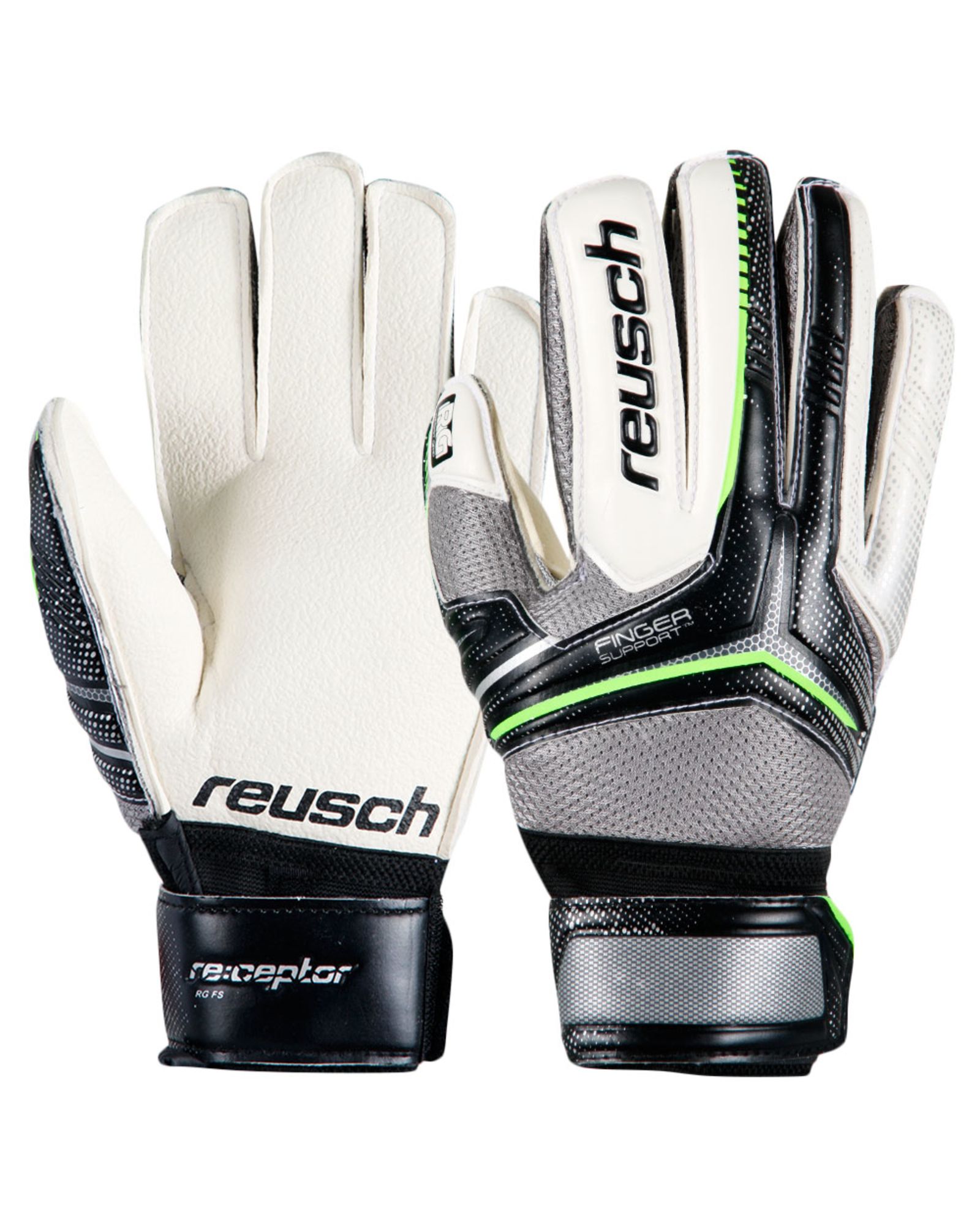 Guantes Recetor RG Finger Support Negro - Fútbol Factory