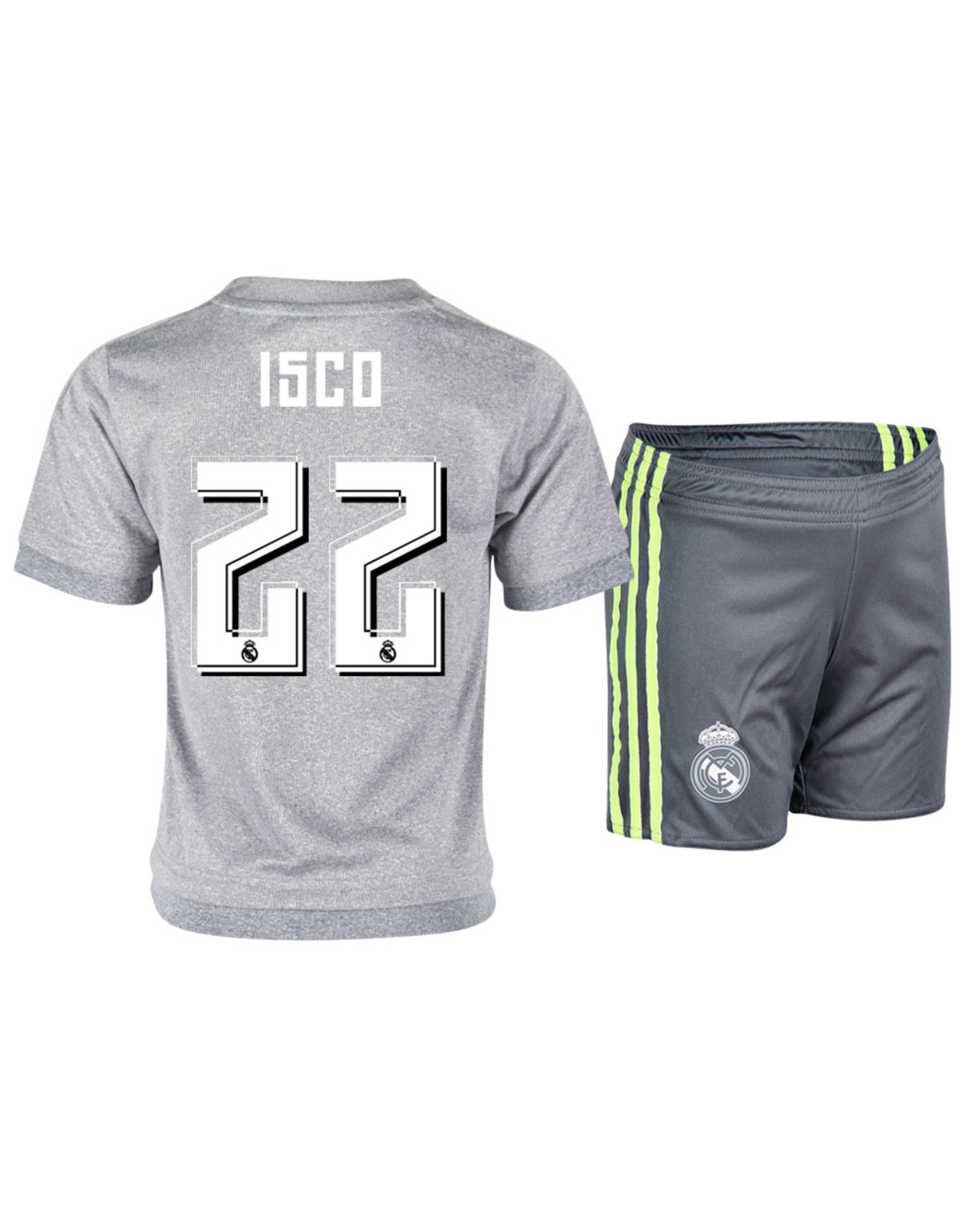 Conjunto 2ª Real Madrid 2015/2016 Isco Junior Gris - Fútbol Factory