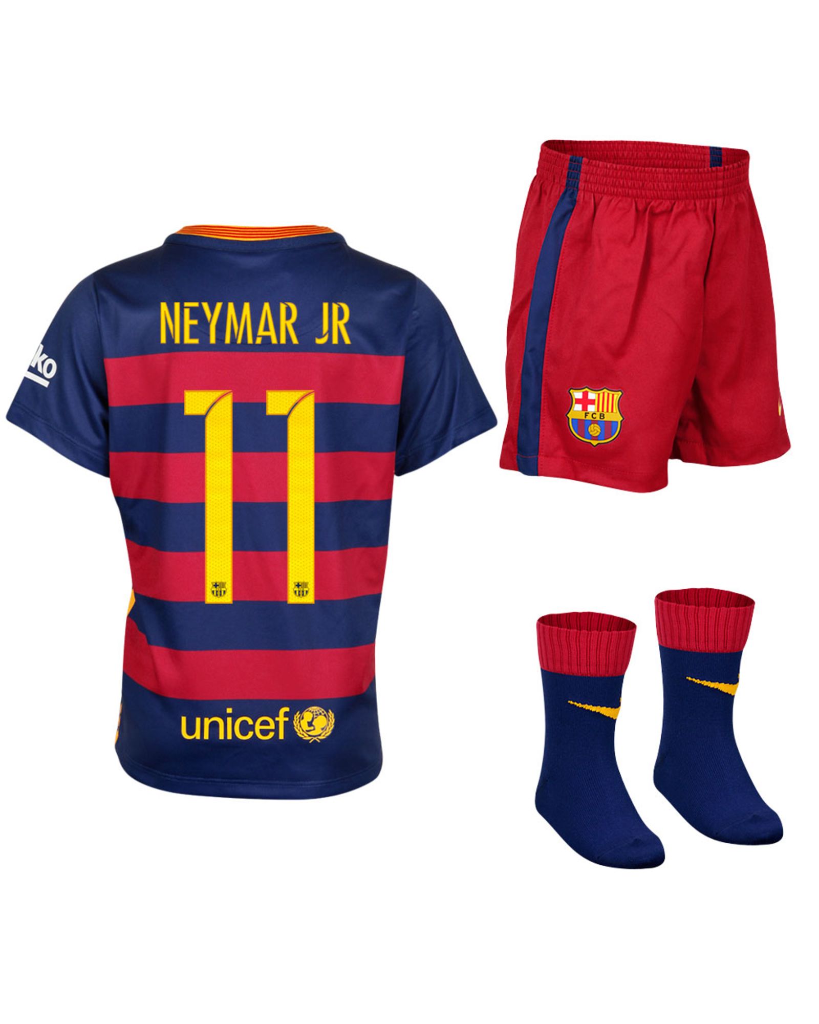 Conjunto 1ª FC Barcelona 2015/2016 Neymar Jr Bebé - Fútbol Factory
