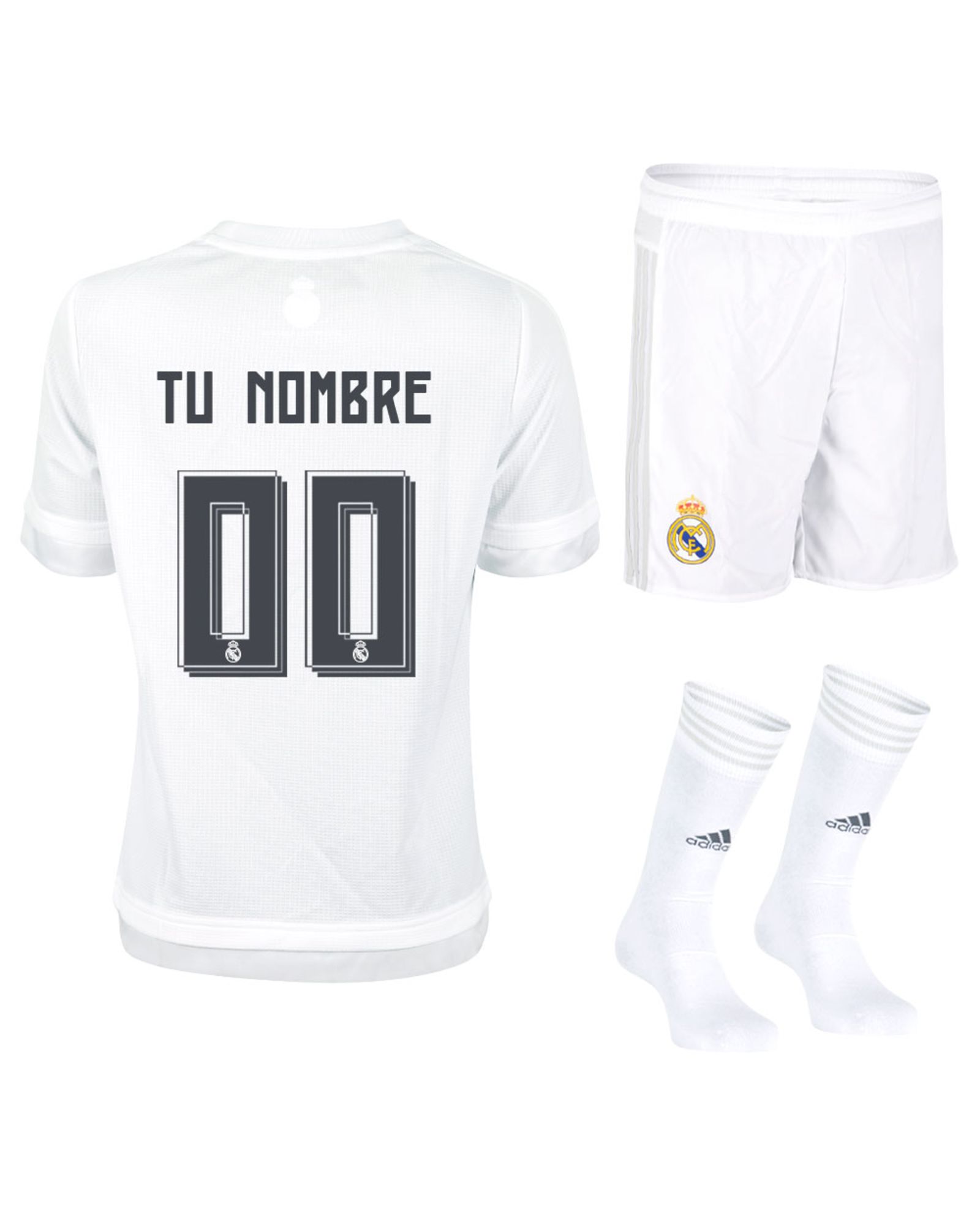 Conjunto 1ª Real Madrid 2015/2016 Personalizado Junior - Fútbol Factory
